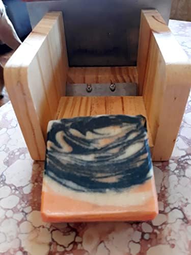 Форма за рязане на сапун за дървена хляба - Гъвкава Правоъгълна форма за сапун за хляба, Набор от силиконови форми за сапун с дървена кутия от 2 теми, 100 бр 6 x 6 инча (Фо?