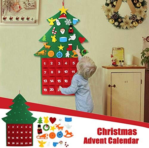 Календар с Джобове за Коледна Украса Войлочный Коледен Появата на Голяма Верига за Домашен интериор за Витражного Стъкло