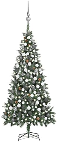 Изкуствена Коледна елха, Коледно Дърво на открито, Бизнес Коледно Дърво, Имитирующая Бор, за Празнична вътрешен и Външен декор, със светодиоди и Набор от топки, Шиша