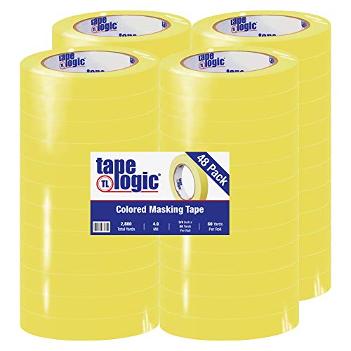 Tape Logic 3/4 инча x 60 ярда, Цветно тиксо с общо предназначение, жълт в опаковка 48 парчета - Отлично подходящ за дома,