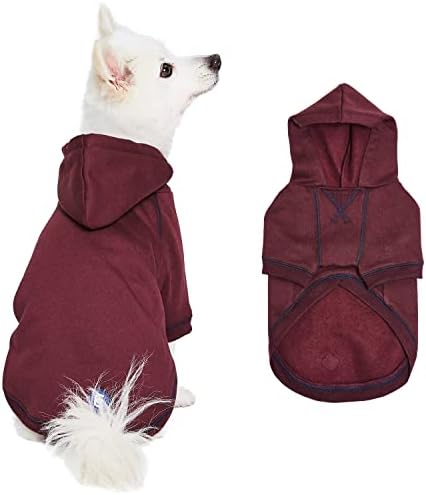 Blueberry Пет Важното е Мека и удобна hoody с качулка за кучета от памучна смес за по-Добро Basic Кестеняво-червен цвят, дължина на облегалката 22 инча, опаковки от 1 якета за ку