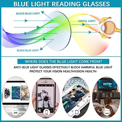 MAEOWN 6 Опаковки Очила за четене за жени и мъже, Блокер Синя Светлина и Предпазват от ултравиолетовите Отблясъци Компютърни Ридеры с Пружинным тръба на шарнирна връз?