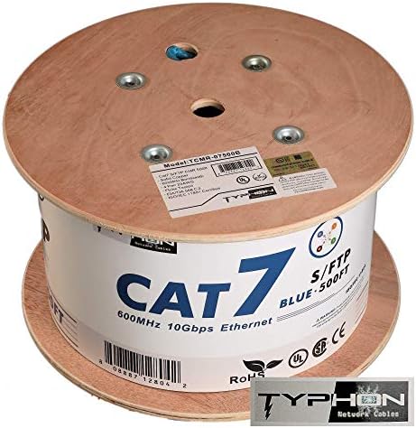 Cat7 500ft Мрежа Ethernet кабел S/ FTP В настенном странично (CMR) От Чиста Твърда Мед UL 600 Mhz Cat 7 Тел Синьо