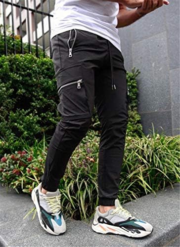 Andongnywell Мъжки Туристически Панталон-карго Slim Fit Ластични Панталони за Джогинг, Колоездене, Улични Панталони с Джобове