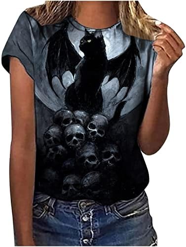 Лятна Есенна Блуза за Почивка на Хелоуин, Тениска за Момичета, Памучен Тениска с къс ръкав и кръгло деколте, Риза с Модел RC RC