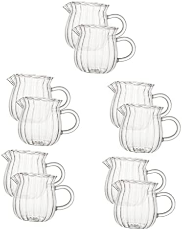 Zerodeko 10 бр Стъклени Чаши за Еспресо с Мляко И Гу Прозрачна кана за Кафе За Еспресо Кафемашина С Кана Сироп За подаване