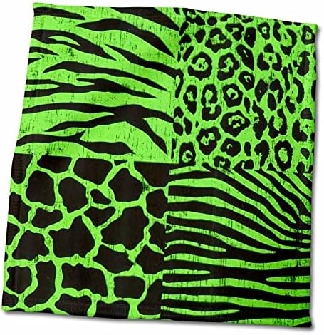 Декоративни кърпи 3dRose Florene - Черни, с участието на животни в зелени тонове - twl-35362-1)