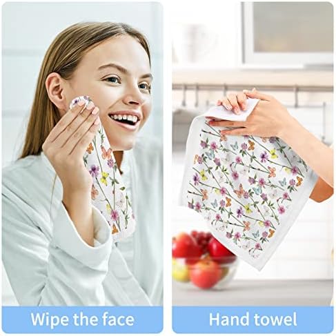 Комплект кърпички за миене на съдове ALAZA Цветя и Летящи пеперуди - Опаковка от 6 броя, Памук, Кърпички за лице, е Добре Абсорбиращи и мека на допир хавлиени Кърпи за пр