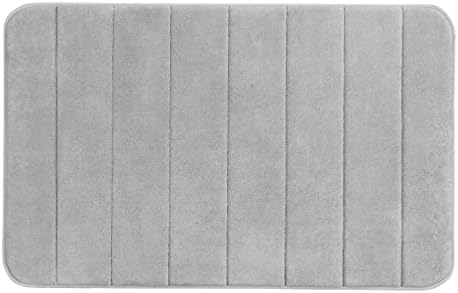 WENKO Esterill.baño Memory F. 50x80, райе, сиво, Полиестер Светло сив, 80 x 50 x 0.1 cm