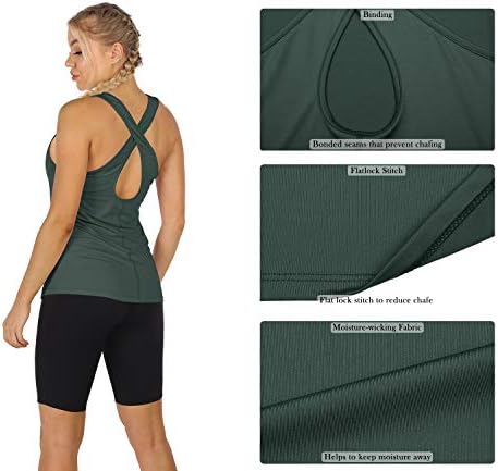 Дамски тениски за тренировки icyzone - Дамски Потник за йога с отворен гръб, Тениски за джогинг, Тениска за фитнес (опаковка от 2 броя)