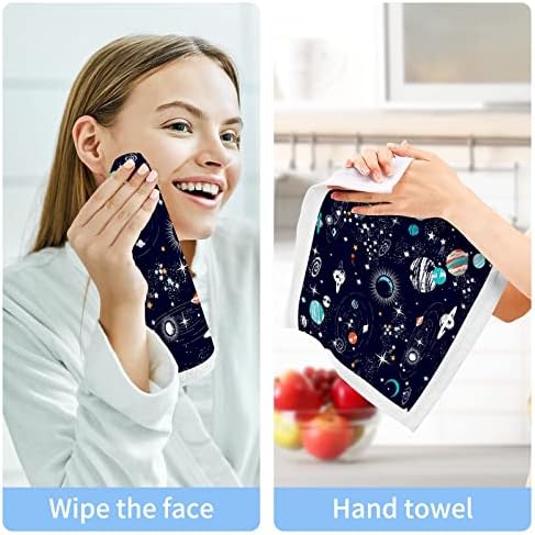 Комплект кърпички за миене на съдове ALAZA Space Planet Galaxy Doodle - Опаковка от 6 Памучни Кърпички за лице, е добре