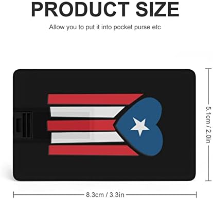 Флаг Пуерто Рико във формата На Сърце USB 2.0 Флаш Устройства, Памет във Формата На Кредитна карта