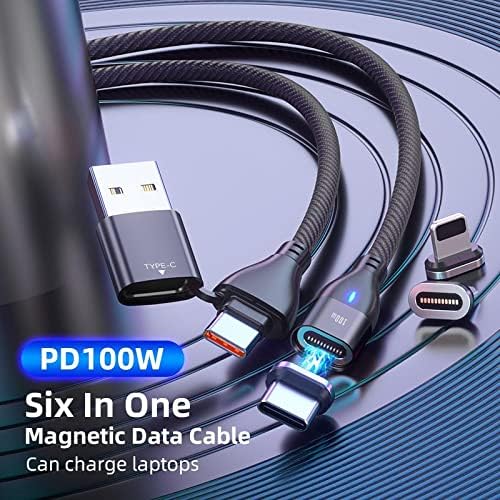Кабел BoxWave е Съвместим с Corsair Voyager a1600 (кабел от BoxWave) - Кабел за зареждане MagnetoSnap PD AllCharge (100 W), кабел за зареждане Magnet PD мощност 100 W USB Type-C Micro USB за Corsair Voyager a1600 - черно jet black