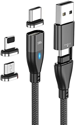 Кабел BoxWave е Съвместим с кабелен високоговорител Lenovo Go (кабел от BoxWave) - Кабел MagnetoSnap PD AllCharge мощност 100 W, кабел за зареждане Magnet PD мощност 100 W USB Type-C Micro USB - черен jet black