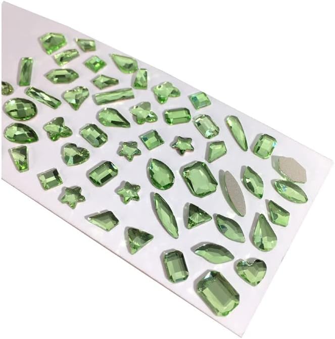 100шт 2022 Зелени Стъклени Кристали за дизайн на ноктите Качество K9 Многоцветни Скъпоценни Камъни за нокти с плоска обратна страна за дизайн нокти DIY Камъни - (Цвят: 5,5x7