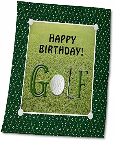 3. Рожден ден на Рози, на Топката за голф - писмо За Стика за голф - буквата Л, Фон от билки - Кърпи (twl-282125-3)