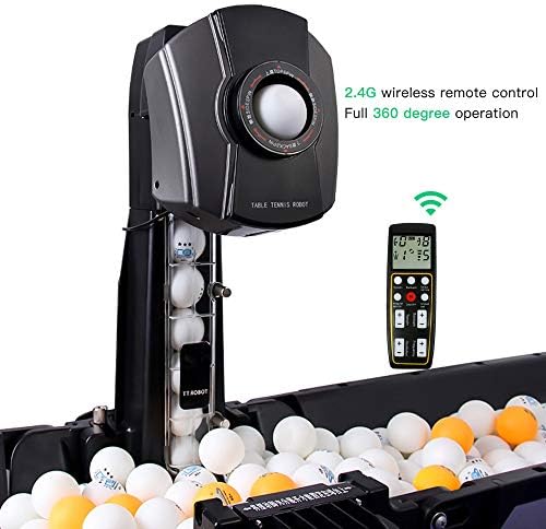 Ideamad 50 W Автоматичен Робот за тенис на маса, Машина за пинг-понг за професионални тренировки с дистанционно управление, CEFCCCCCPSE, Черен, 88x40x41 см