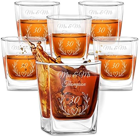 Чаши за уиски Maverton 6 за двойки - Чаши за сватба - Вино за двойки - Персонализиран комплект за уиски за младоженци