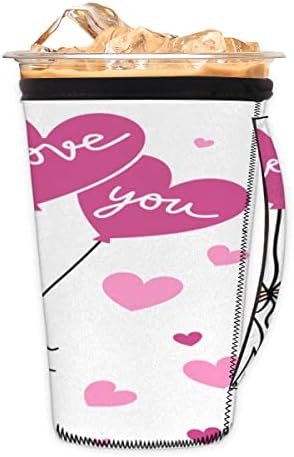 Valentine Сладко Gnomes Love Heart (6) за многократна употреба Кафе ръкав с лед с дръжка от неопрен за напитки, кафе