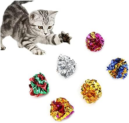 12 Опаковките на Играчките за котки Бръчка Топки, Майларовые Топки, за котки в затворени помещения, Лек Блестящ Хартия топка за коте (случаен цвят)