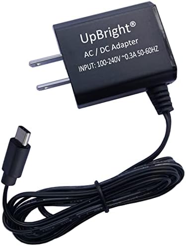 Адаптер UpBright 5 В USB-C AC/DC, който е съвместим с Hyperice Venom Go VG0001 24000 001-00 24000001-00 24000 00100 Преносим Топлинна Вибрираща Носене Масажор 5 vdc 0.5 A 1200 mah литиево-йонна Батерия Зарядно У