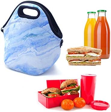 ALLENLIFE неопреновая чанта за обяд, Изолирани чанти, Обяд-бокс, Чанта-хладилник за ученици, момичета, жени (СИН)