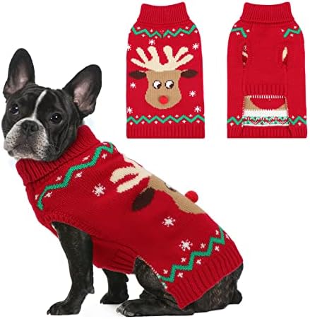 Коледни Пуловери за кучета YUEPET, Пуловер, Коледна Дрехи за Кучета във формата на Елен и Снежинки с Отвор за каишка,