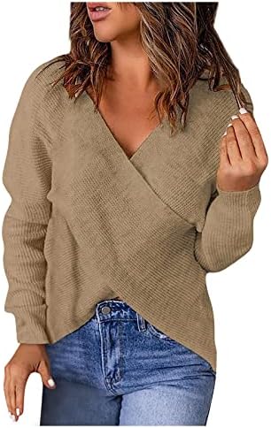 Жена Ежедневието на Обикновен Свободен Вязаный Пуловер с V-образно деколте В Рубчик, дрехи за Бременни