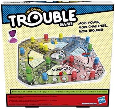 Настолна игра Hasbro Gaming Trouble включва бонус кубче сила и Щит, Игра за деца на възраст от 5 и повече години, 2-4