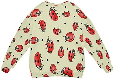 Ladybugs Бежовата Лятна Hoody За Момчета и Момичета, Пуловер с кръгло деколте за Деца, Пуловер с Дълъг Ръкав, Есенно-Зимни