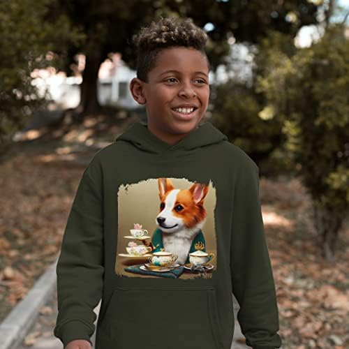 Детска hoody с качулка от порести руно Сладко Куче - Corgi Kids' Hoodie - Графична hoody с качулка за деца