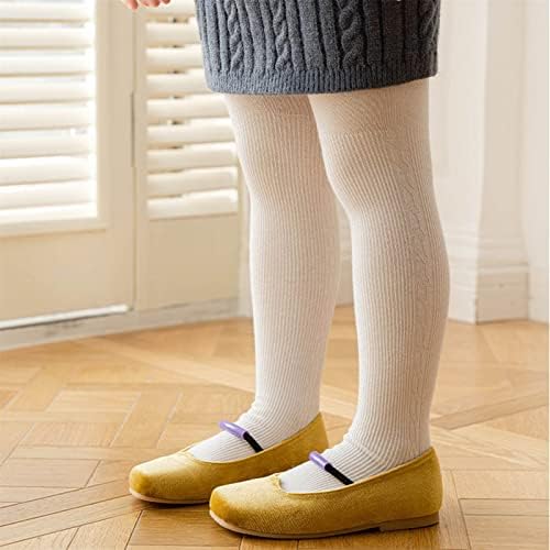 За деца, Памучни Топли Гамаши за малки момичета, Трикотажни Чорапогащници-чорапогащник, Еластичен Основен комплект Унисекс (Бял, 2-4 години)