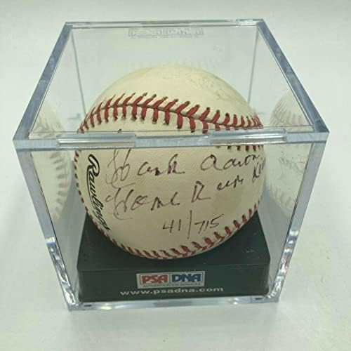 Ханк Аарон Цар начало-Ранов 715 Подписа Бейзболен PSA DNA COA - Бейзболни топки с автографи