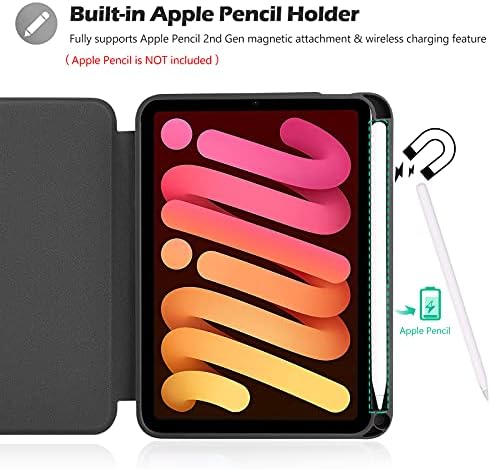 ProCase Нов калъф за iPad Mini 6 2021 Mini 6-то поколение с Държач за Моливи, Тънките смарт стойка за фолио, Противоударными