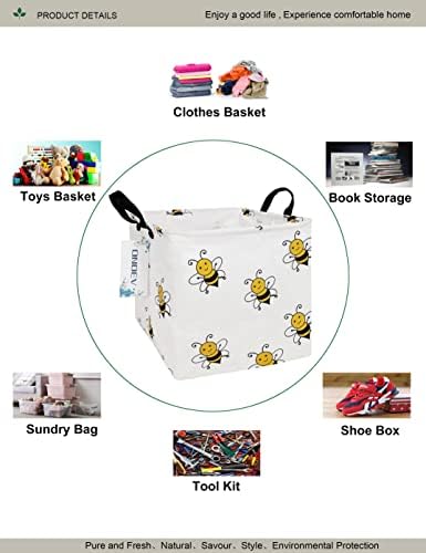 Квадратна Сгъваема кошница за дрехи ONOEV, Холщовая Кошница, Кошница за дрехи Nersury, е Подходящ за деца, офис, Спалня, за Съхранение на дрехи, детски играчки (Bee)