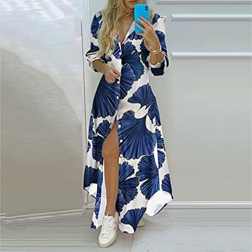 Дамско Модно рокличка с Принтом, V-образно деколте, Широки Елегантни Ежедневни Рокли за Жени, чрез шнурове, Тънка Облегающая