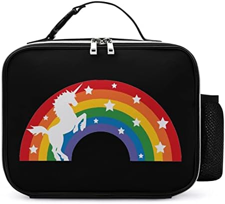 Чанта-Тоут Rainbow Unicorn за Обяд, Изолирано Преносима Кутия за Хранене с Подвижна дръжка с Ключалка за Мъже и Жени