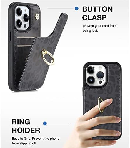 Калъф за телефон Elteker iPhone 12 Pro Max с държач за карти, една Чанта-портфейл за жени с поставка за пръстени, Отделения за карти с RFID заключване, Кожен калъф за iPhone 12 Pro Max (6,7 ?