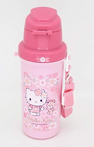 OSK SC-600B Чаша-бутилка Hello Kitty, Бутилка за пиене на вода, 20,3 течни унции (600 мл), Откриващата се в едно докосване с широко гърло, Произведено в Япония