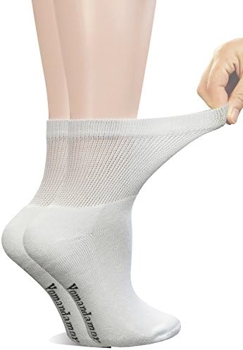 Yomandamor/ 6 Женски двойки бамбук диабет чорапи за глезените с Не Завязывающимся отгоре и мека подметка, размер L (Размер