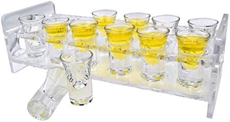 Набор от питиета D &Z 12 с Акрилен Прозрачен държач, включва 12 Чаши с дебела в основата, Кристално Чисти Чаши за напитки