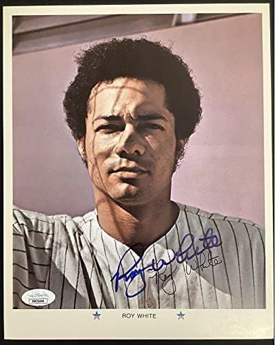 Снимка с автограф на Рой Уайт 8x10 1971 Arco Ню Йорк Янкис С автограф WSC JSA - Снимки на MLB с автограф