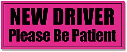 Стикер AV New Driver Please Be Patient, Етикети за сигурност, Винил Drive Safely Around Me, Студентски стикери за леки, лекотоварни автомобили и джипове (розов, 3 x 8 инча)