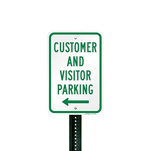 Метален знак SmartSign с размери 18 х 12 инча Паркинг за клиентите и посетителите на стрелка наляво, 63-мм Ламиниран