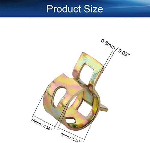 Yinpecly стоманена лента скоба 9 мм (ID) Тип лента извити скоби за маркуч Скоба за топливопровода силиконов маркуч тръба жълти тонове 50 бр