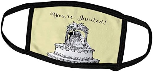 Покана за сватба в 3D формат с декор на тортата в черно-жълто и бяло-лицеви корици (fc_296314_1)
