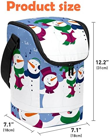 Чанта за Обяд за Жени и Мъже, Изолирано Скъпа Коледна Чанта за Обяд с участието на Снежен човек, Singeing Песен, с Регулируема