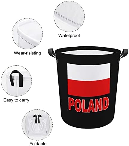 Кошница за дрехи с Полски Флага Сгъваема Кошница за дрехи, Чанта За Съхранение Кошница за дрехи с Дръжки