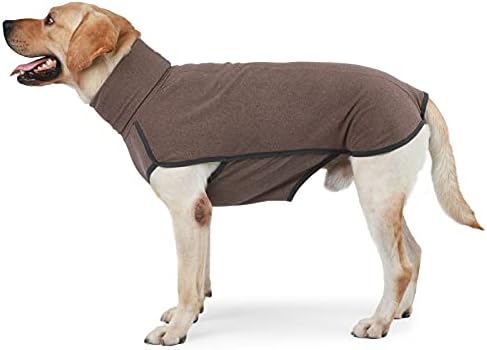 Мек вълнен плат Пуловер за кучета HEYWEAN, Мека Удебелена Топла Риза за домашни любимци, Зимно Палто за Кучета, Пуловер с дизайн и без Ръкави за Кученце (Кафе, L)