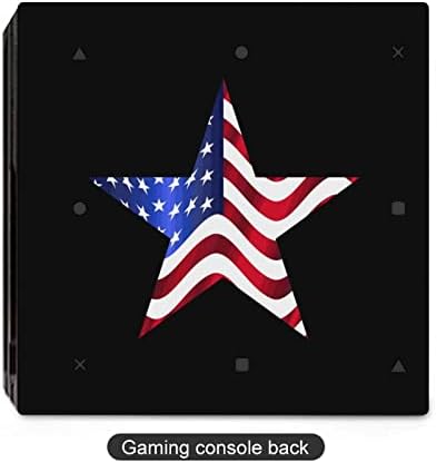 Флаг на САЩ Звезда Пейтриът Pride Скъпа Стикер Защитник на Кожата Тънък Калъф за PS-4 Slim/PS-4 Pro Конзола и 2 Контролера